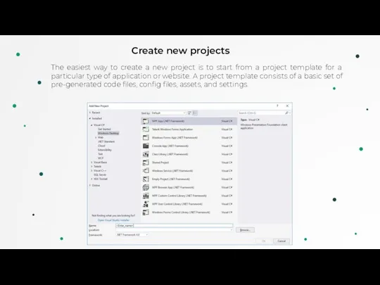 v Create new projects The easiest way to create a new