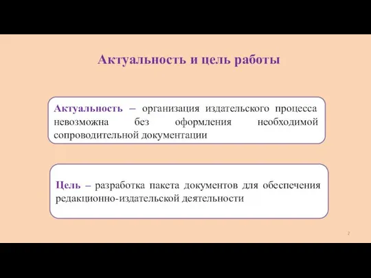 Актуальность и цель работы