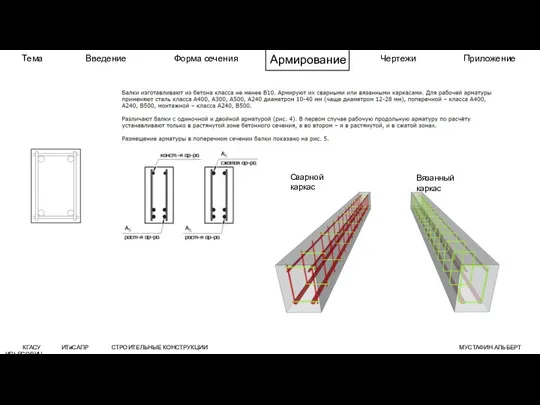 КГАСУ ИТиСАПР СТРОИТЕЛЬНЫЕ КОНСТРУКЦИИ МУСТАФИН АЛЬБЕРТ ИЛЬЯСОВИЧ Тема Введение Форма сечения