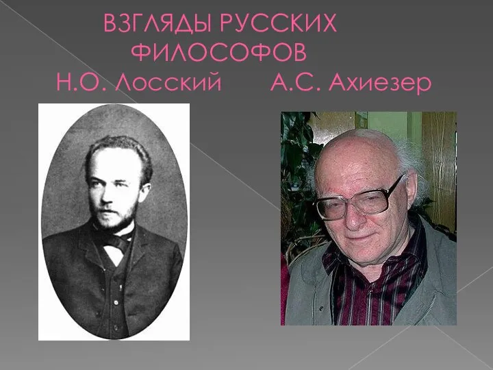 ВЗГЛЯДЫ РУССКИХ ФИЛОСОФОВ Н.О. Лосский А.С. Ахиезер