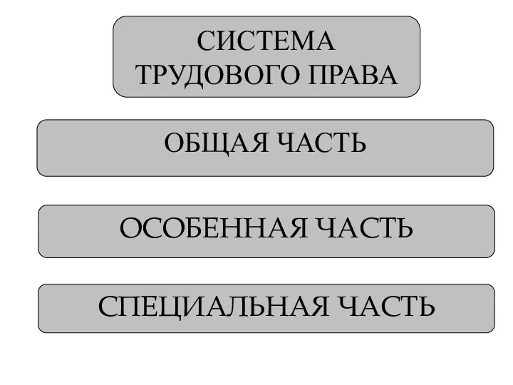 СИСТЕМА ТРУДОВОГО ПРАВА ОБЩАЯ ЧАСТЬ ОСОБЕННАЯ ЧАСТЬ СПЕЦИАЛЬНАЯ ЧАСТЬ