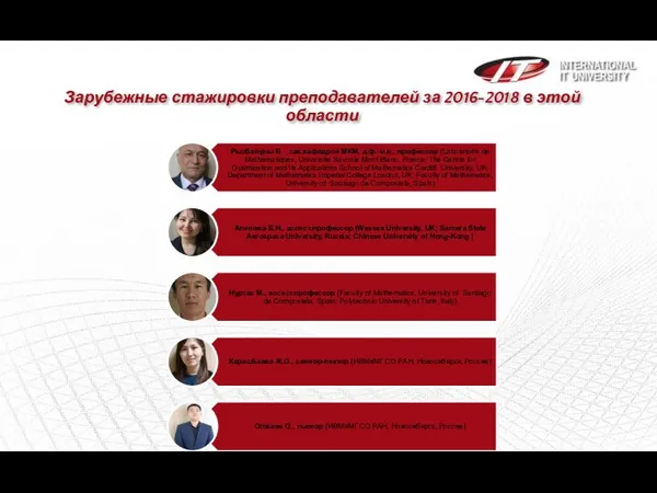 Зарубежные стажировки преподавателей за 2016-2018 в этой области