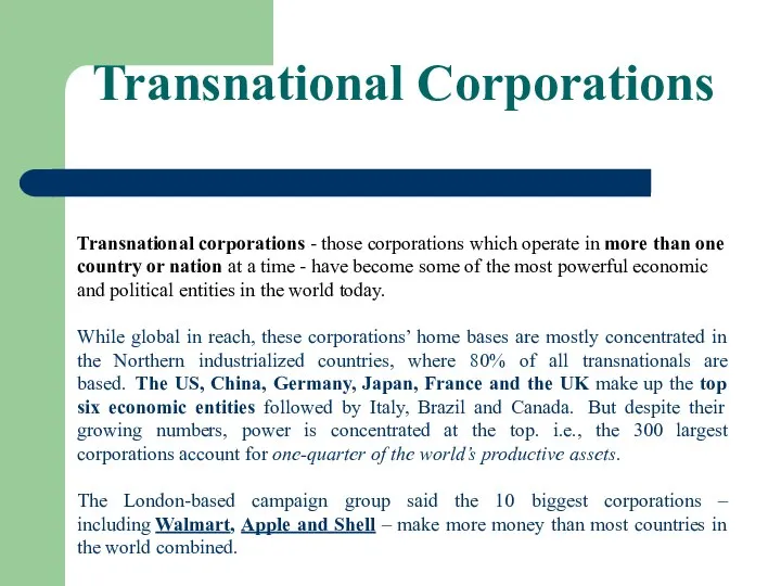 Transnational Corporations