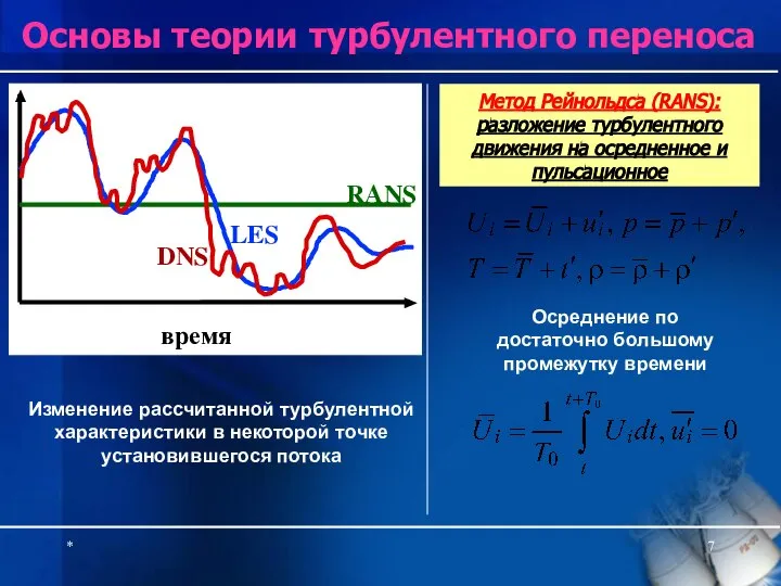 * Основы теории турбулентного переноса Изменение рассчитанной турбулентной характеристики в некоторой