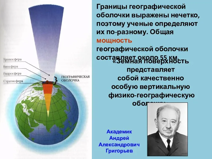 Границы географической оболочки выражены нечетко, поэтому ученые определяют их по-разному. Общая