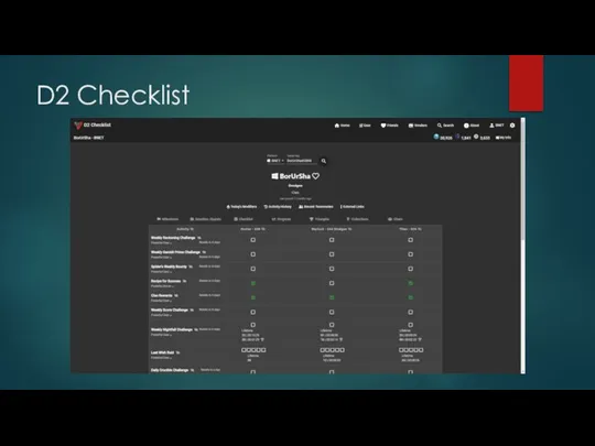 D2 Checklist