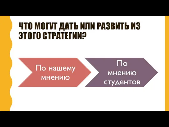 ЧТО МОГУТ ДАТЬ ИЛИ РАЗВИТЬ ИЗ ЭТОГО СТРАТЕГИИ?