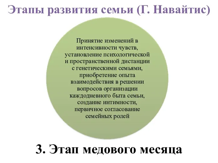 Этапы развития семьи (Г. Навайтис) 3. Этап медового месяца