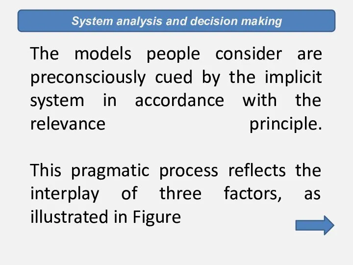 The models people consider are preconsciously cued by the implicit system