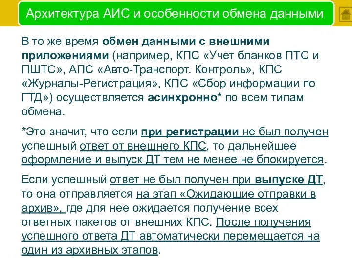 Архитектура АИС и особенности обмена данными В то же время обмен