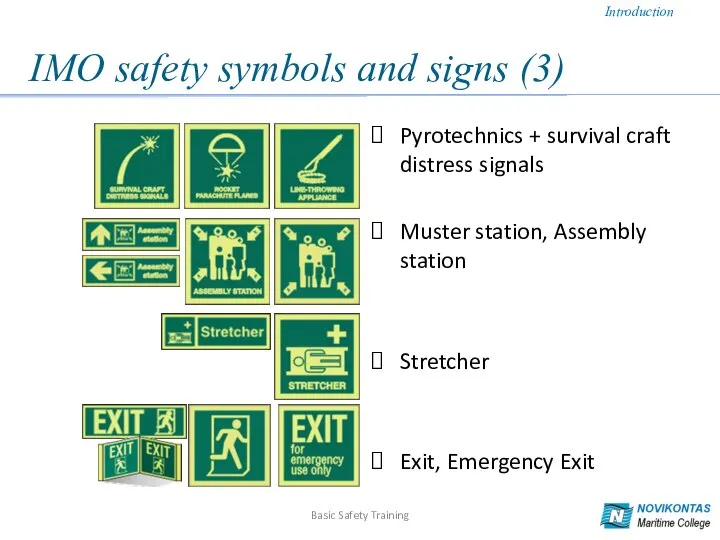 IMO safety symbols and signs (3) Pyrotechnics + survival craft distress