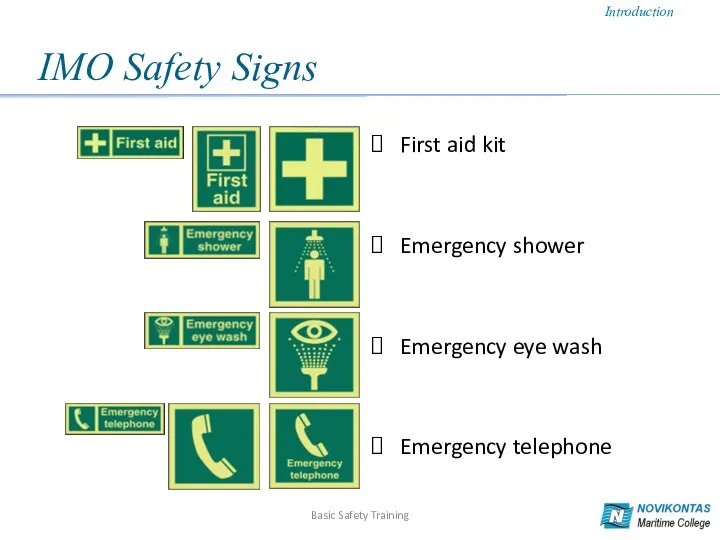 IMO Safety Signs First aid kit Emergency shower Emergency eye wash