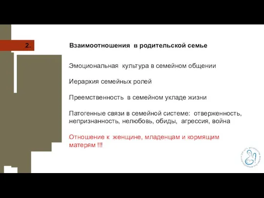 2. Взаимоотношения в родительской семье Эмоциональная культура в семейном общении Иерархия