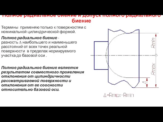 Полное радиальное биение и допуск полного радиального биение Термины применяю только