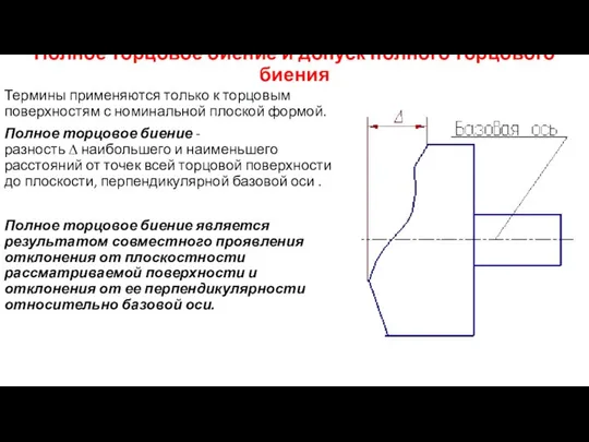 Полное торцовое биение и допуск полного торцового биения Термины применяются только