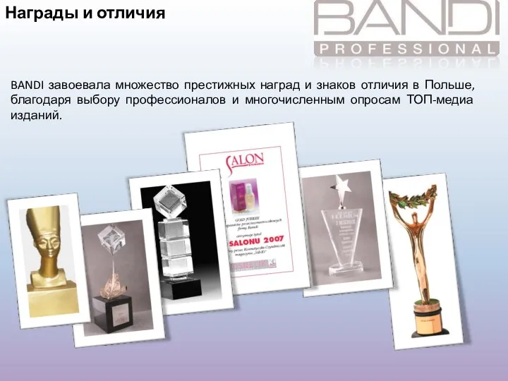 BANDI завоевала множество престижных наград и знаков отличия в Польше, благодаря