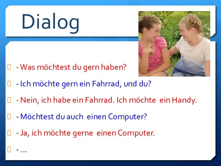 Dialog - Was möchtest du gern haben? - Ich möchte gern