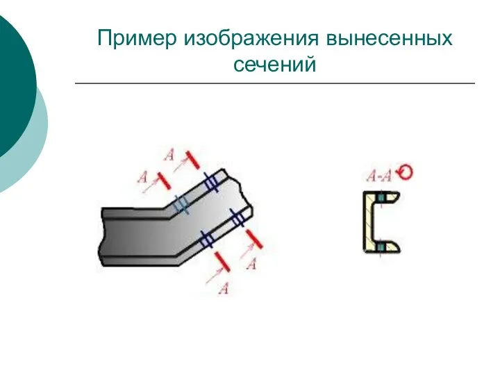 Пример изображения вынесенных сечений