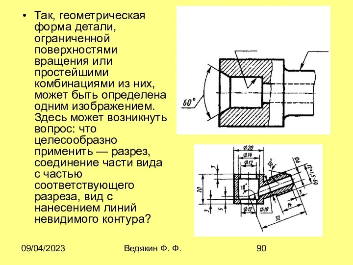 09/04/2023 Ведякин Ф. Ф. Так, геометрическая форма детали, ограниченной поверхностями вращения