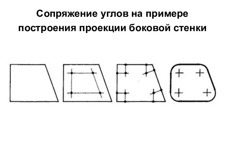 Сопряжение углов на примере построения проекции боковой стенки