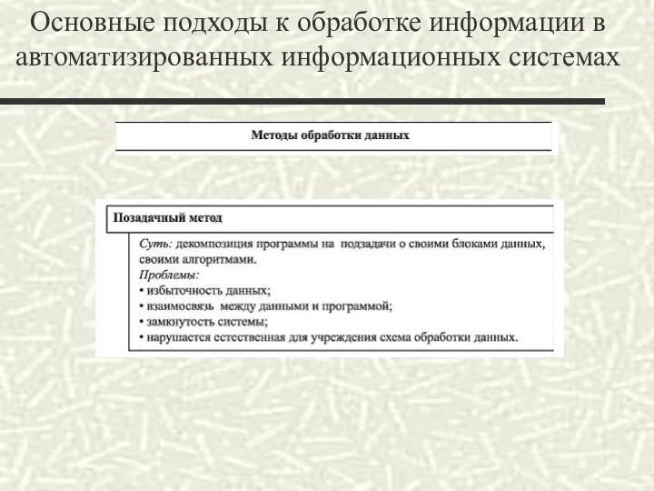 Основные подходы к обработке информации в автоматизированных информационных системах