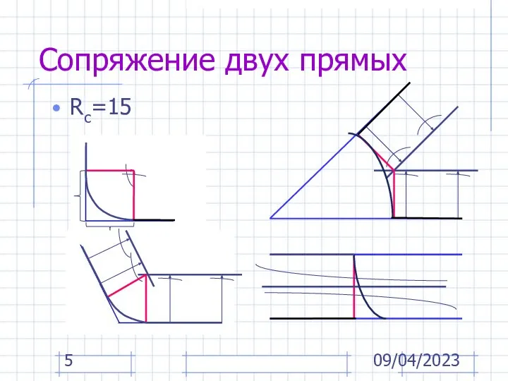 09/04/2023 Сопряжение двух прямых Rс=15