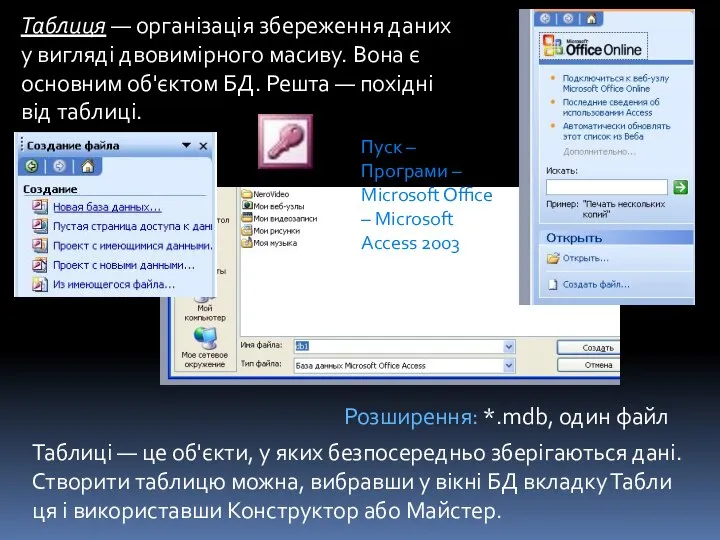 Таблиця — організація збереження даних у вигляді двовимір­ного масиву. Вона є