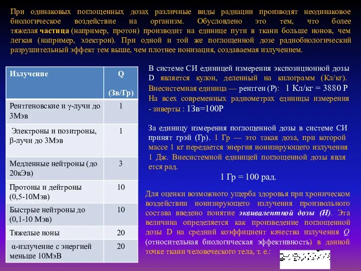 Для оценки возможного ущерба здоровья при хроническом воздействии ионизирующего излучения произвольного