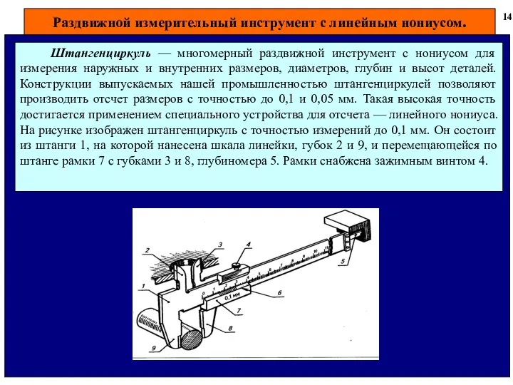 Раздвижной измерительный инструмент с линейным нониусом. 14 Штангенциркуль — многомерный раздвижной