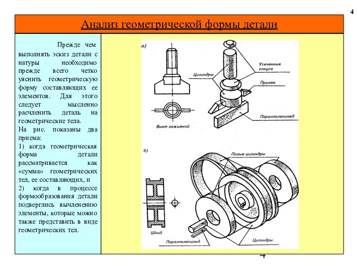 Анализ геометрической формы детали 4 Прежде чем выполнять эскиз детали с
