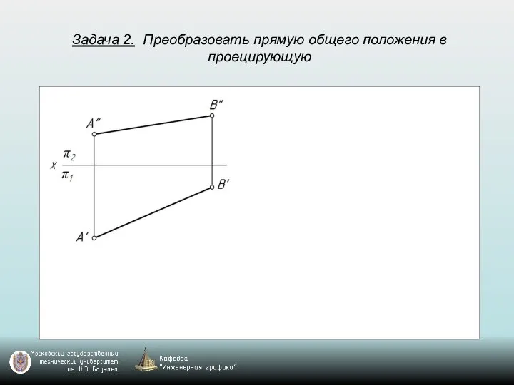 Задача 2. Преобразовать прямую общего положения в проецирующую