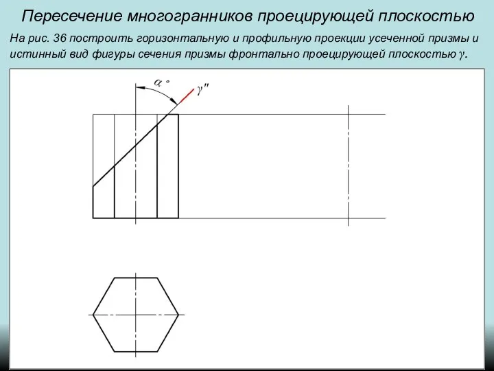 Пересечение многогранников проецирующей плоскостью На рис. 36 построить горизонтальную и профильную