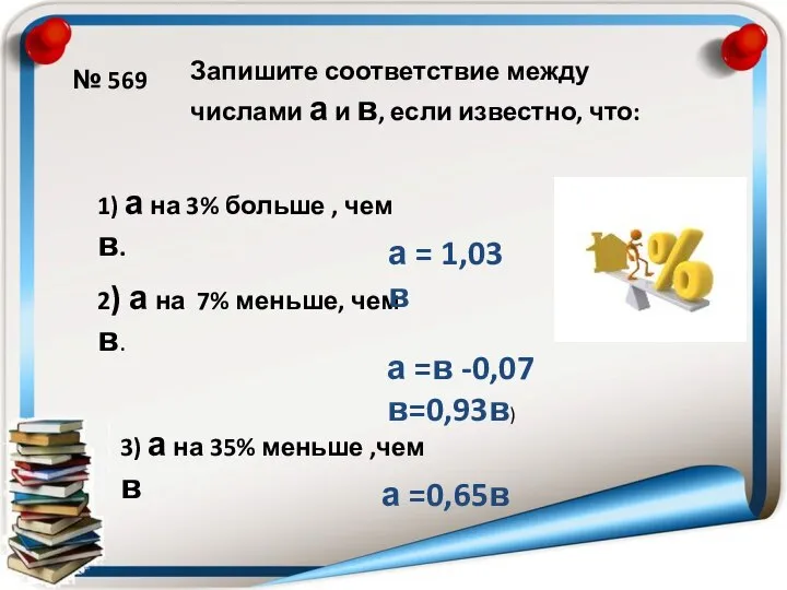 № 569 Запишите соответствие между числами а и в, если известно,