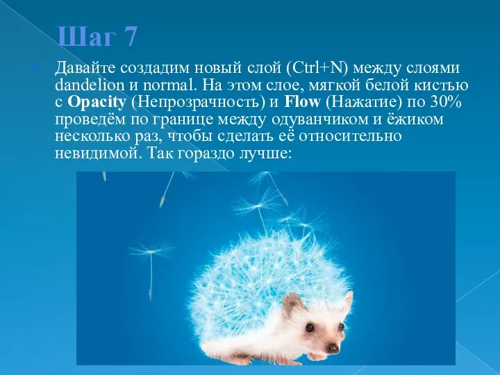 Шаг 7 Давайте создадим новый слой (Ctrl+N) между слоями dandelion и