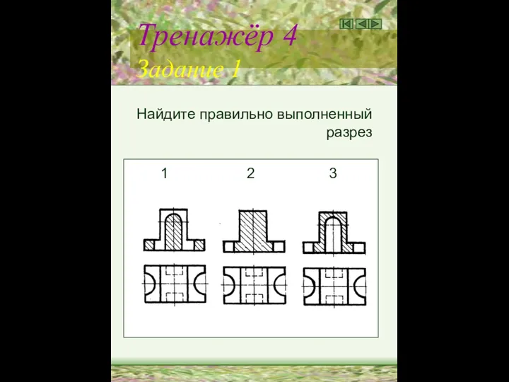 Тренажёр 4 Задание 1 Найдите правильно выполненный разрез 1 2 3