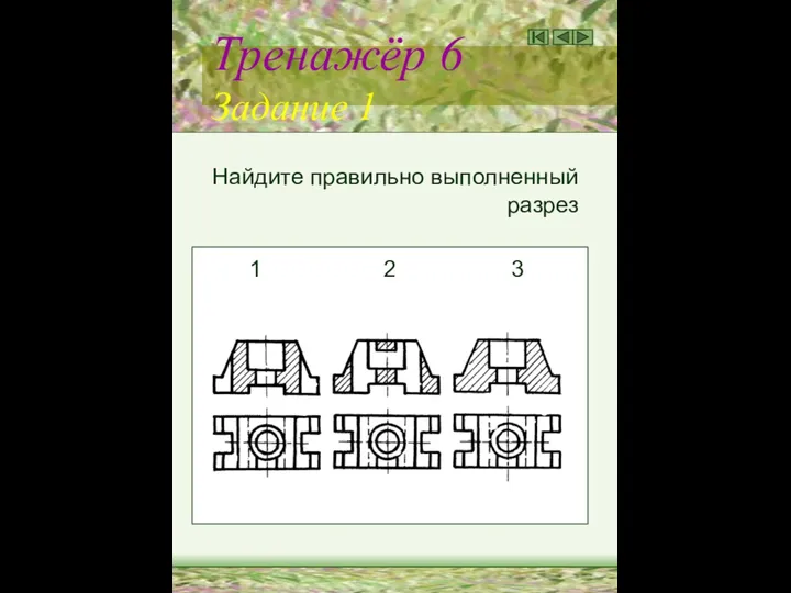 Тренажёр 6 Задание 1 Найдите правильно выполненный разрез 1 2 3