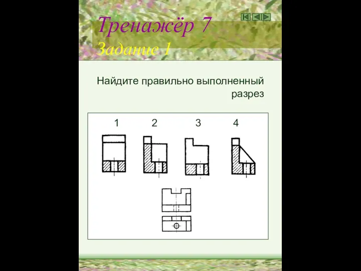 Тренажёр 7 Задание 1 Найдите правильно выполненный разрез 1 2 3 4