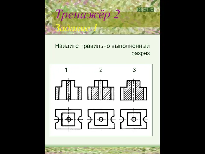 Тренажёр 2 Задание 1 Найдите правильно выполненный разрез 1 2 3