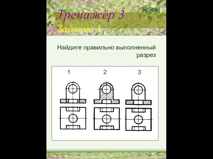 Тренажёр 3 Задание 1 Найдите правильно выполненный разрез 1 2 3