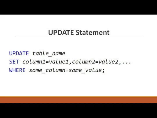 UPDATE Statement