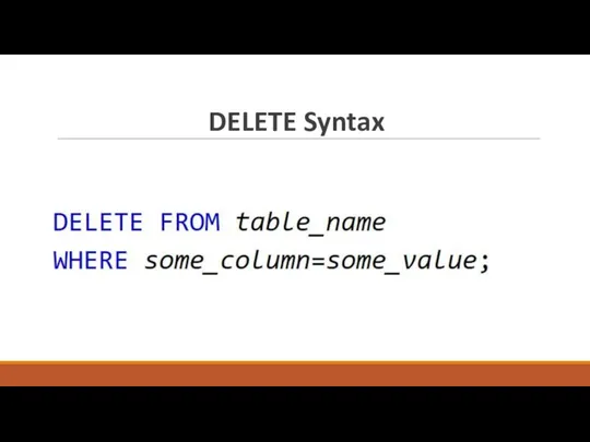 DELETE Syntax