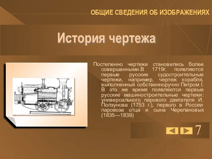 История чертежа Постепенно чертежи становились более совершенными.В 1719г. появляются первые русские