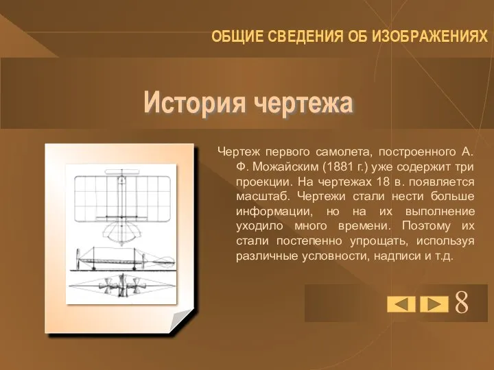 История чертежа Чертеж первого самолета, построенного А. Ф. Можайским (1881 г.)