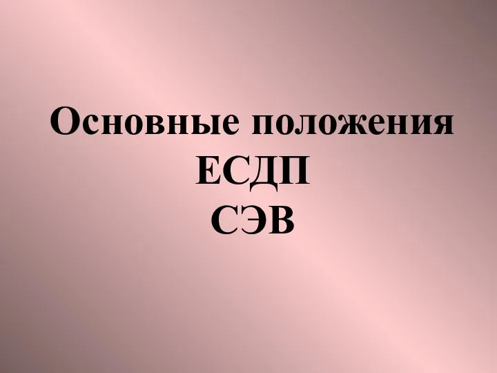 Основные положения ЕСДП СЭВ