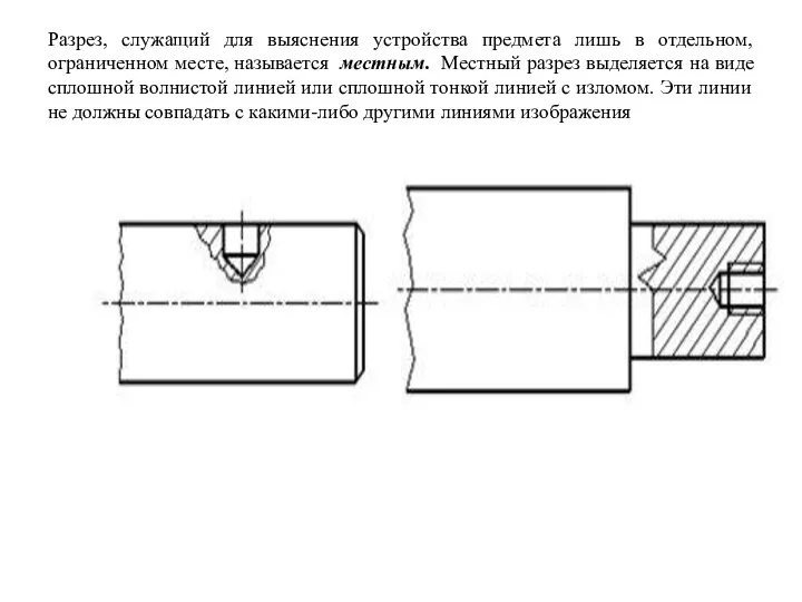 Разрез, служащий для выяснения устройства предмета лишь в отдельном, ограниченном месте,