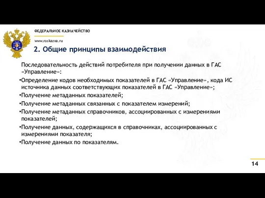 2. Общие принципы взаимодействия Последовательность действий потребителя при получении данных в