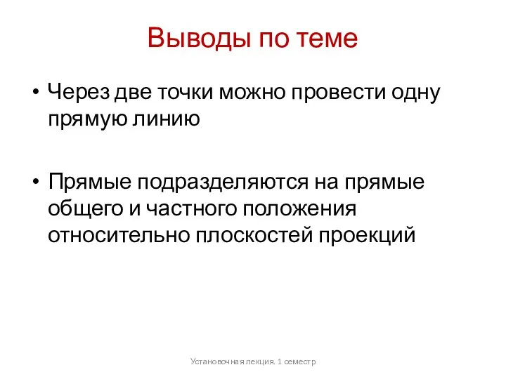 Выводы по теме Через две точки можно провести одну прямую линию