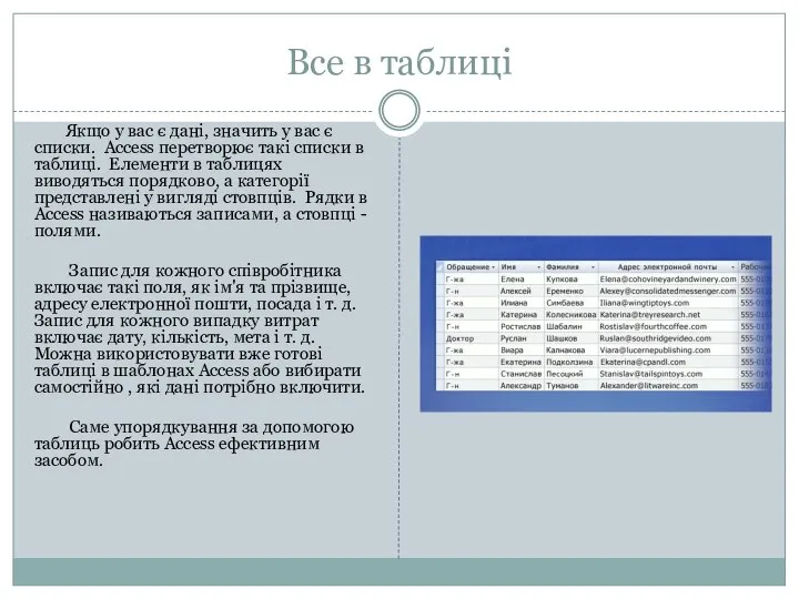 Все в таблиці Якщо у вас є дані, значить у вас