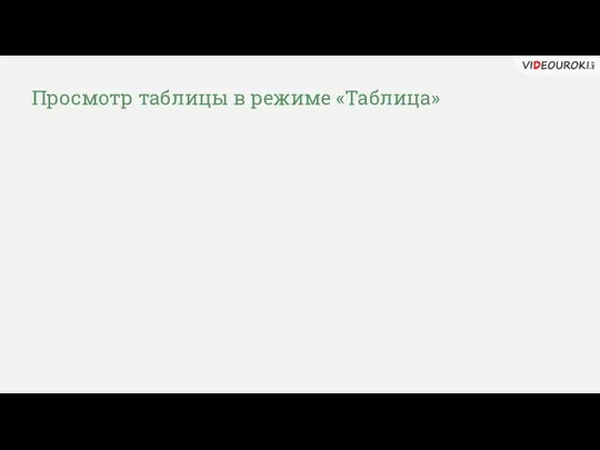 Просмотр таблицы в режиме «Таблица»