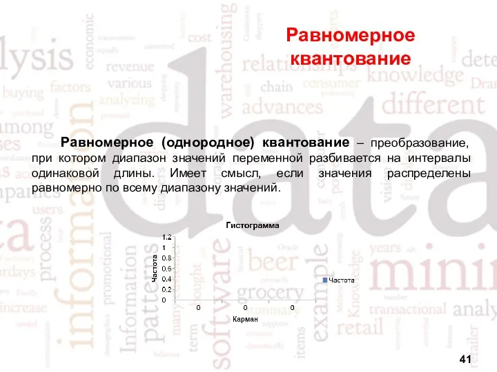 Равномерное квантование Равномерное (однородное) квантование – преобразование, при котором диапазон значений